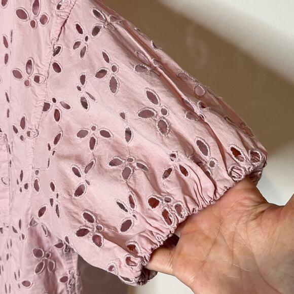 J.Crew Womens Spring Garden Top 2 Eyelet Pale Orchid Pink Short Sleeve BQ223 NWT - Picture 3 of 7